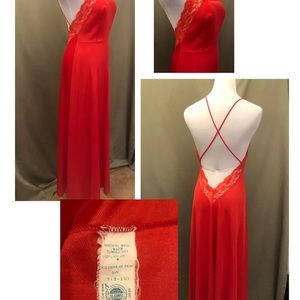 Sexy 1960s vintage JC Penny red backless nightgown